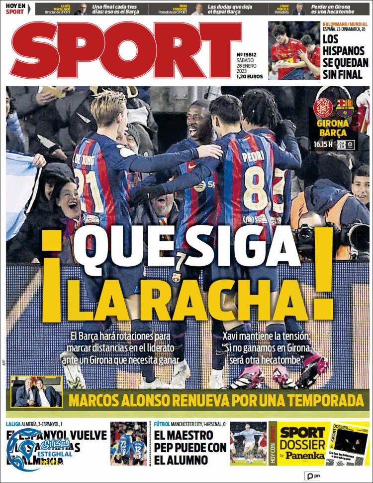 روزنامه ورزشی اسپورت شنبه 8 بهمن 1401  