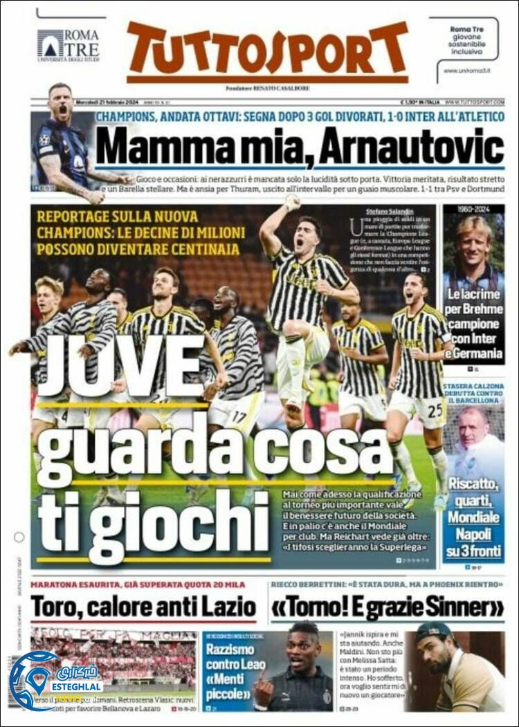 روزنامه توتو اسپورت شنبه 6 مرداد 1403   