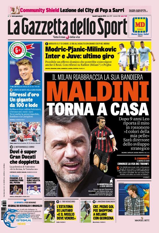 روزنامه ورزشی گاتزتا دلو اسپورت دوشنبه 15 مرداد 1397