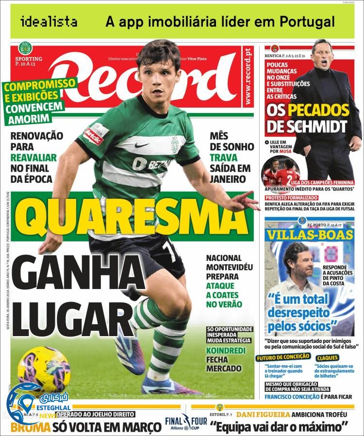 روزنامه ورزشی رکورد جمعه 6 بهمن 1402 