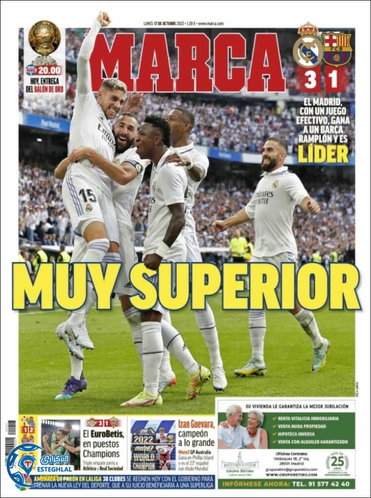 روزنامه ورزشی مارکا دوشنبه 25 مهر 1401 