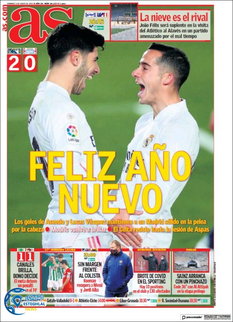 روزنامه ورزشی آاس یکشنبه 14 دی 1399