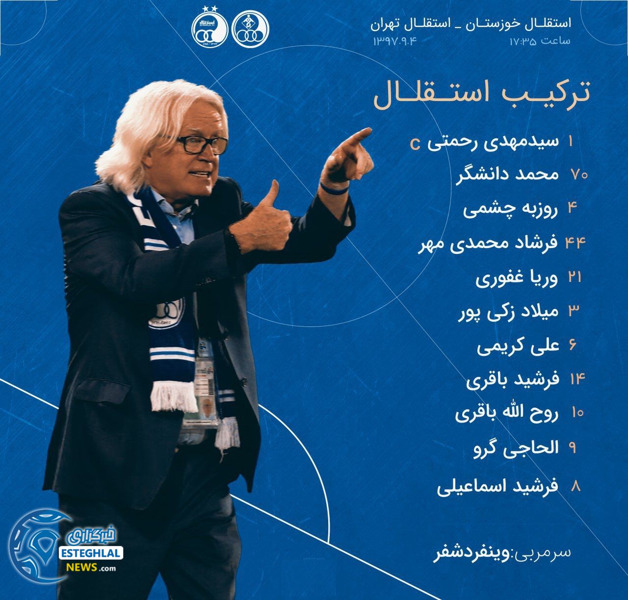 شماتیک ترکیب استقلال مقابل استقلال خوزستان