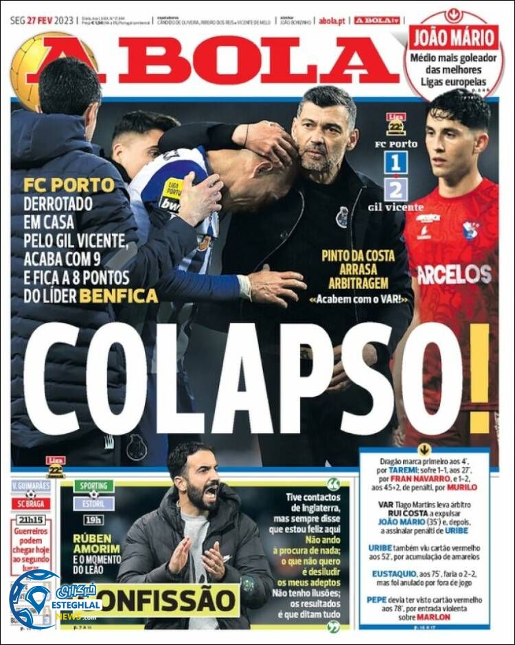 روزنامه ورزشی آبولا دوشنبه 8 اسفند 1401 