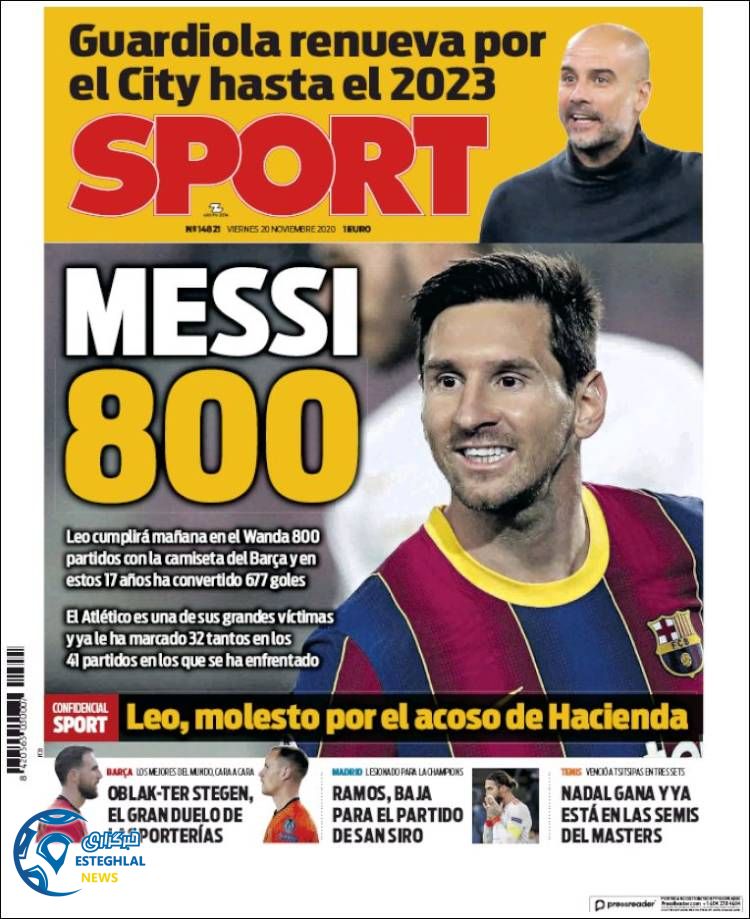 روزنامه ورزشی اسپورت جمعه 30 آبان 1399