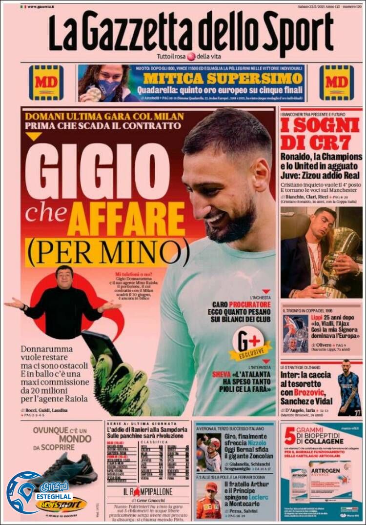 روزنامه ورزشی گاتزتا دلو اسپورت شنبه 1 خرداد 1400