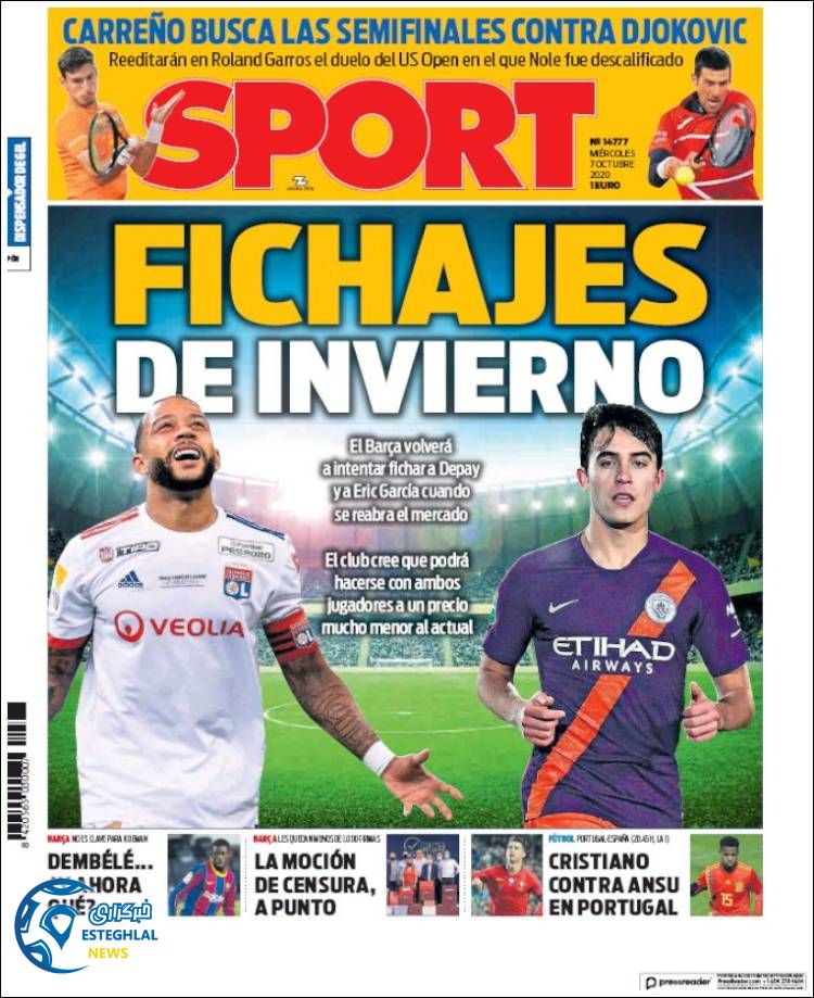 روزنامه ورزشی اسپورت چهارشنبه 16 مهر 1399