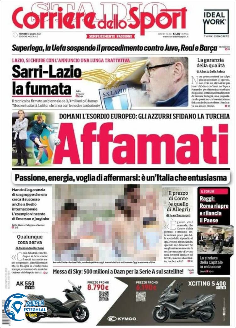 روزنامه ورزشی کوریره دلو اسپورت پنجشنبه 20 خرداد 1400