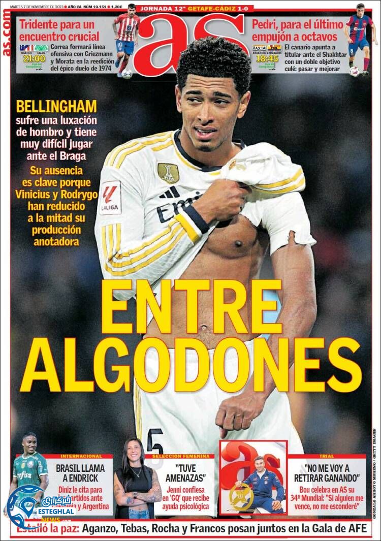 روزنامه ورزشی آ اس سه شنبه 16 آبان 1402 