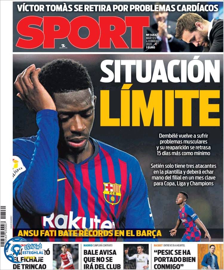 روزنامه ورزشی اسپورت سه شنبه 15 بهمن 1398