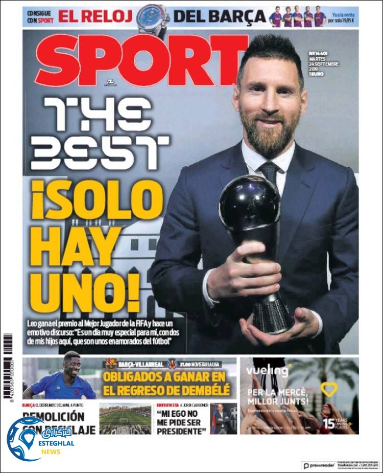 روزنامه ورزشی اسپورت سه شنبه 2 مهر 1398