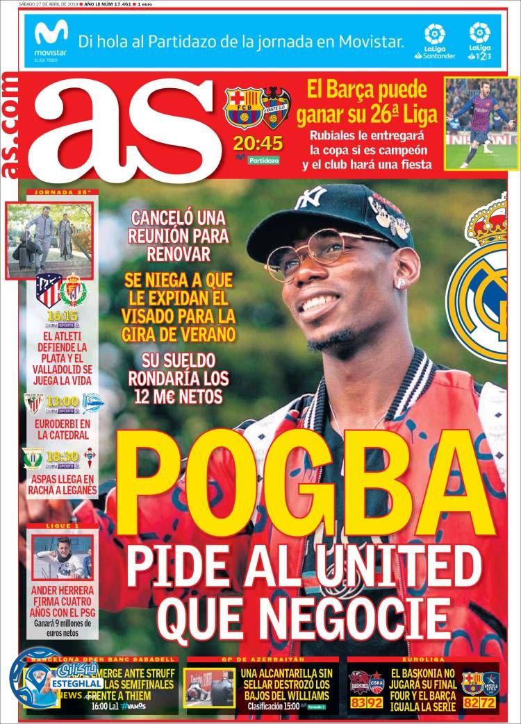 روزنامه ورزشی آاس شنبه 7 اردیبهشت 1398 