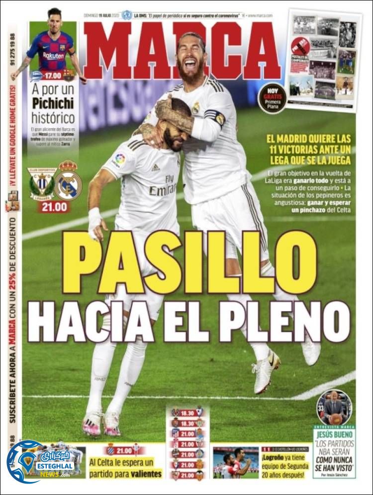 روزنامه ورزشی مارکا یکشنبه 29 تیر 1399