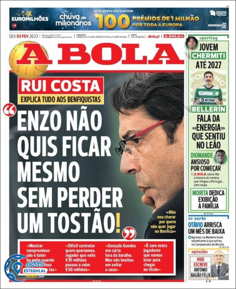 روزنامه ورزشی آبولا جمعه 14 بهمن 1401 