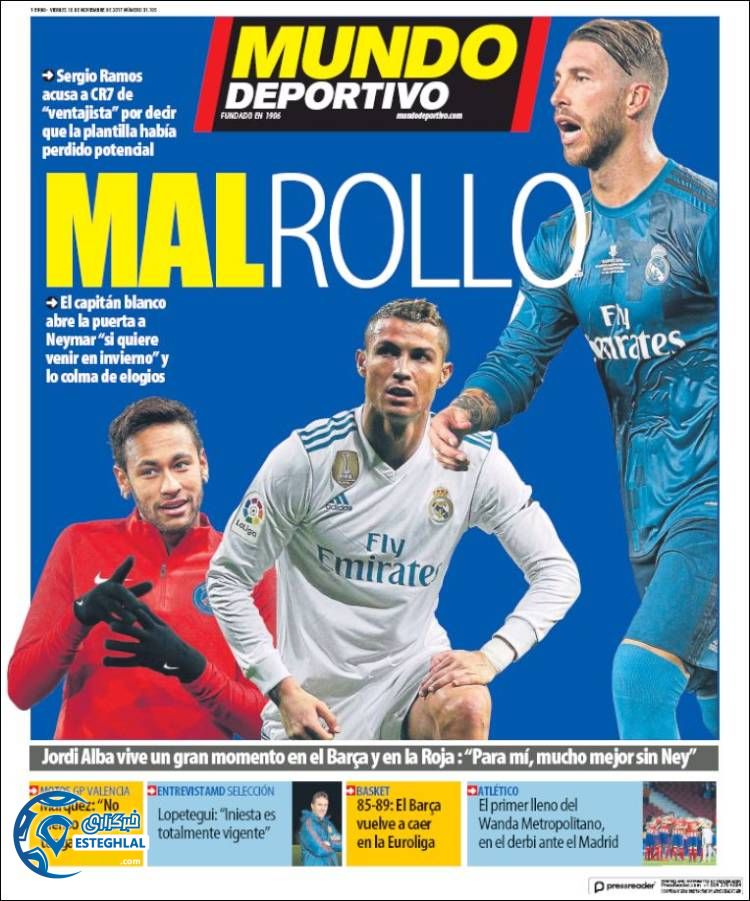 روزنامه موندودپورتیوو جمعه 19 آبان 1396   