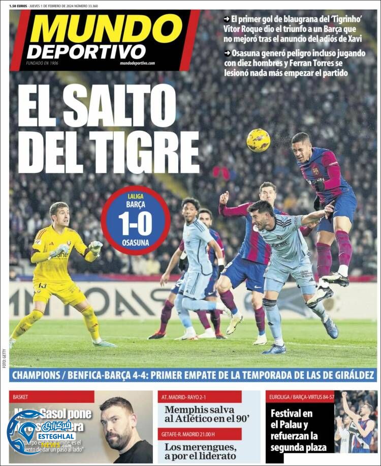 روزنامه ورزشی موندو دپورتیوو پنجشنبه 12 بهمن 1402 