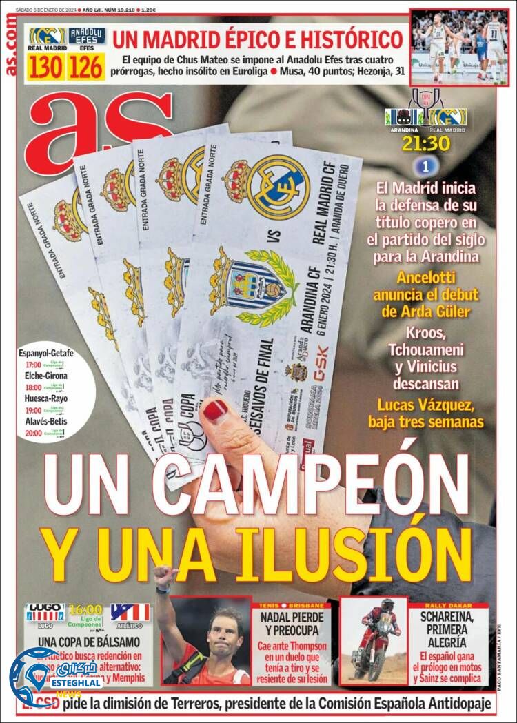 روزنامه  ورزشی آ اس شنبه 16 دی 1402 