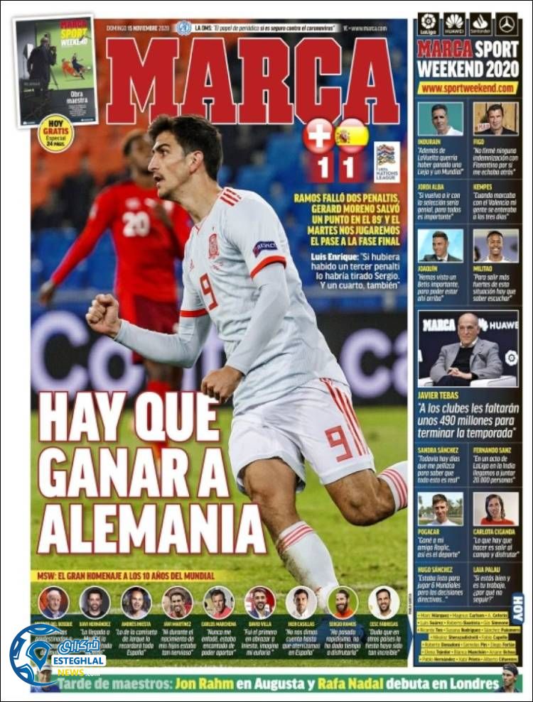 روزنامه ورزشی مارکا یکشنبه 25 آبان 1399