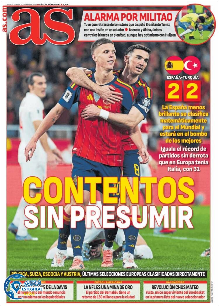 روزنامه  ورزشی آ  اس چهارشنبه 28 آبان 1404   