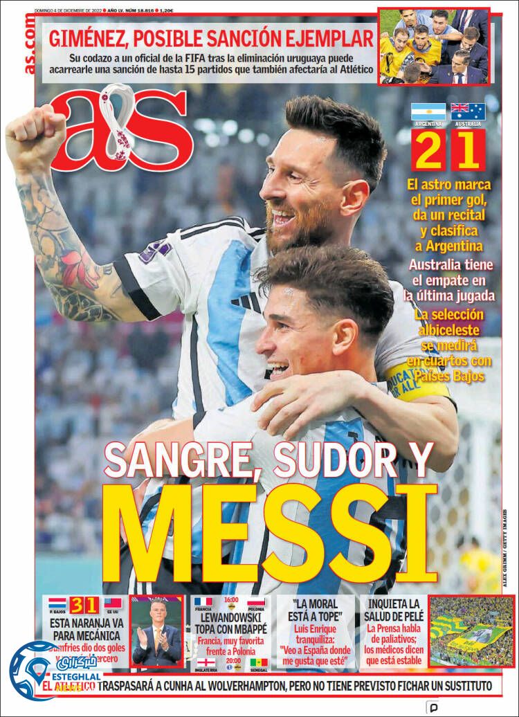 روزنامه ورزشی آ اس یکشنبه 13 آذر 1401