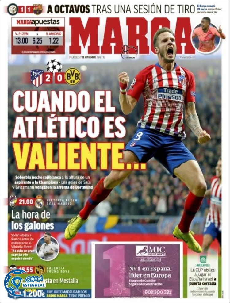 روزنامه ورزشی مارکا چهارشنبه 16 آبان 1397