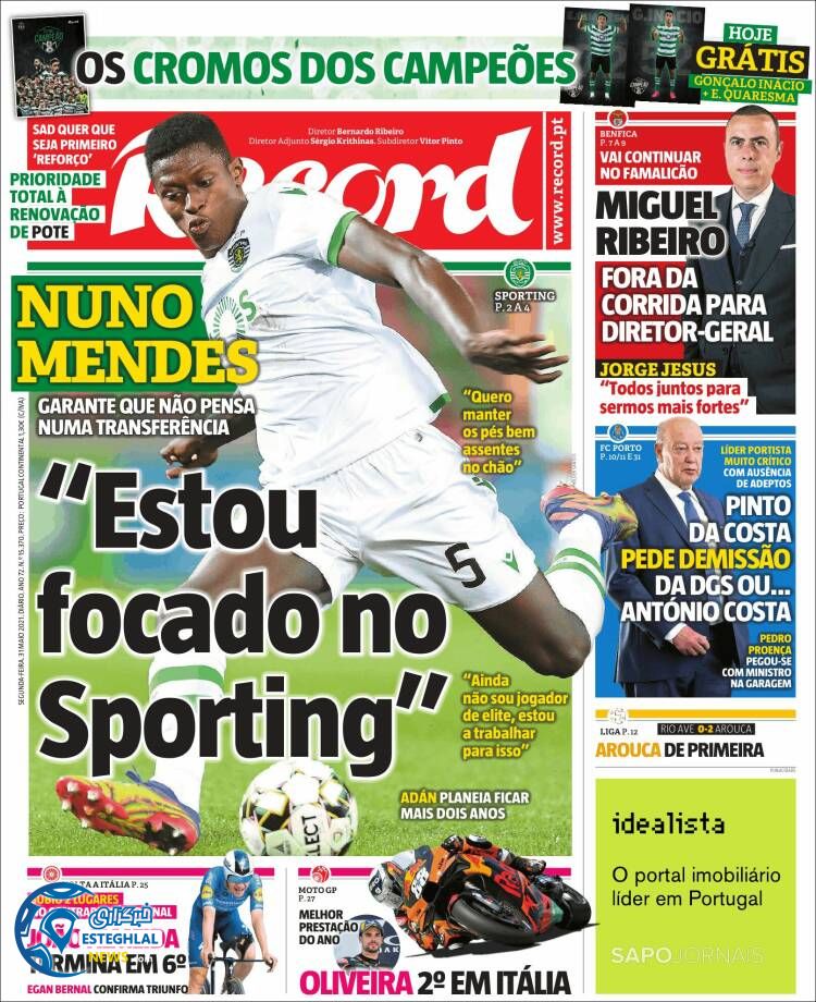 روزنامه ورزشی رکورد دوشنبه 10 خرداد 1400