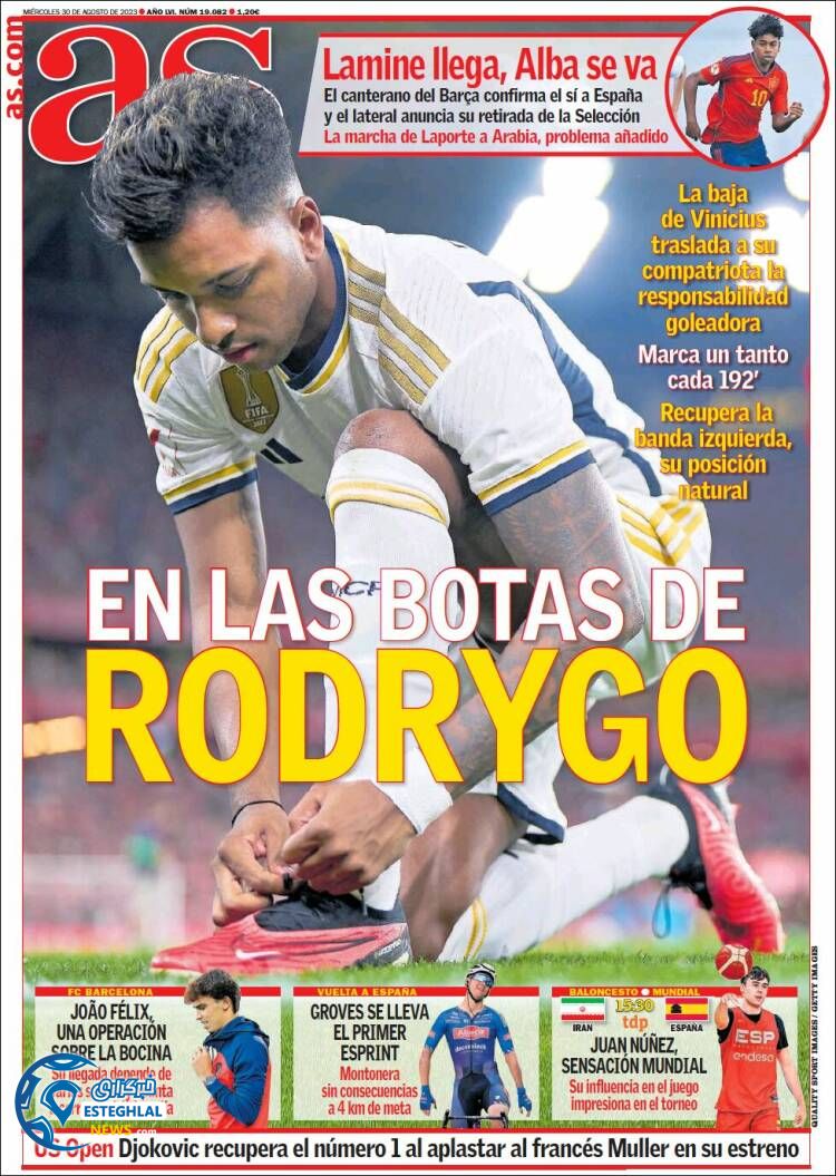 روزنامه ورزشی آ اس چهارشنبه 8 شهریور 1402 