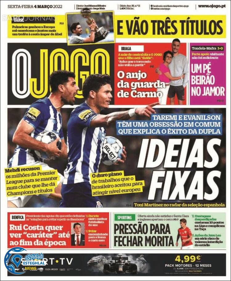 روزنامه ورزشی اوجوگو جمعه 13 اسفند 1400