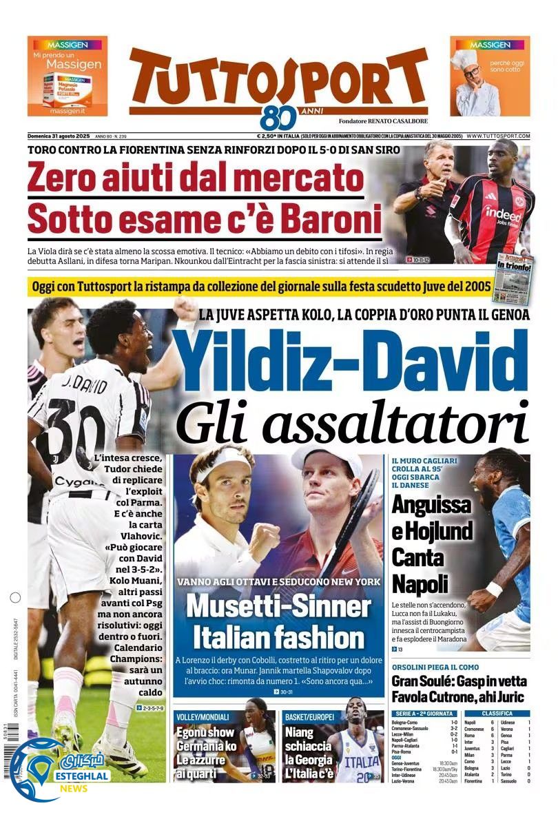 روزنامه ورزشی توتو اسپورت یکشنبه 9 شهریور 1404 