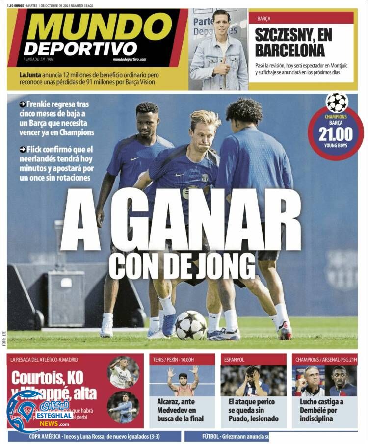 روزنامه ورزشی موندو دپورتیوو سه شنبه 10 مهر 1403 