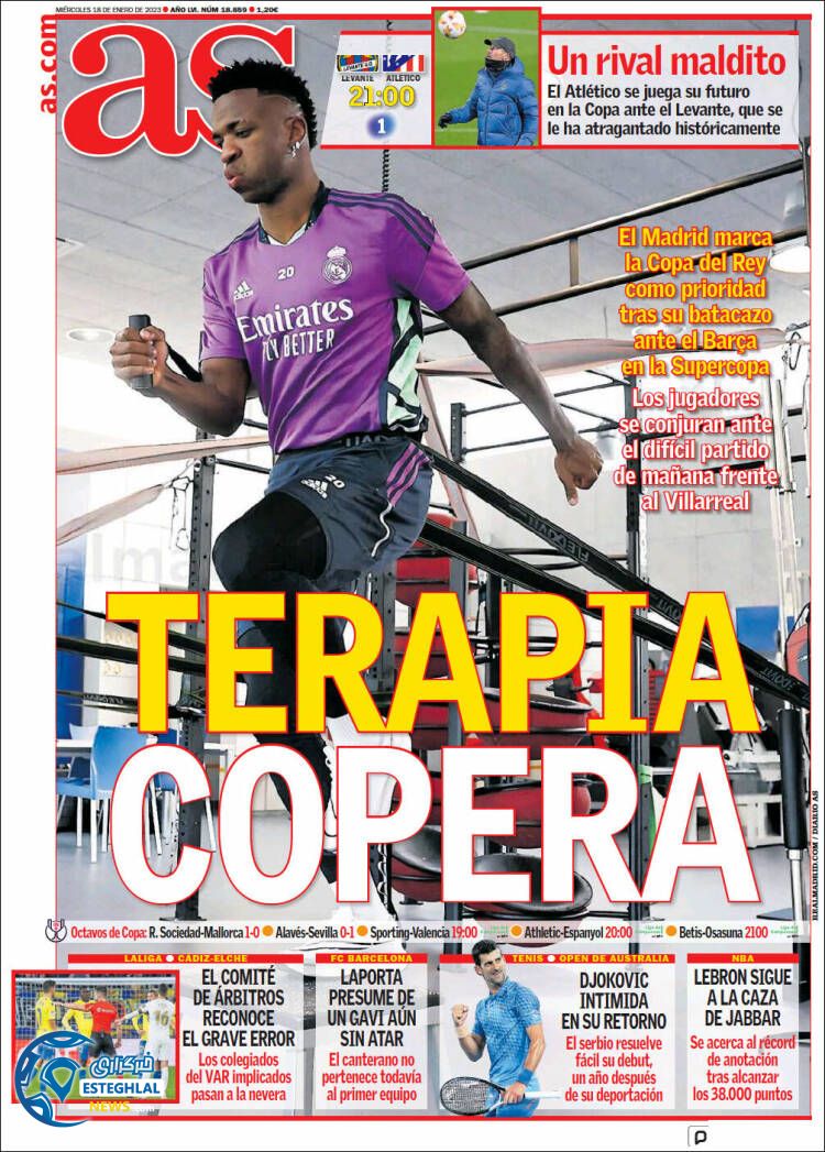 روزنامه ورزشی آ اس چهارشنبه 28 دی 1401 