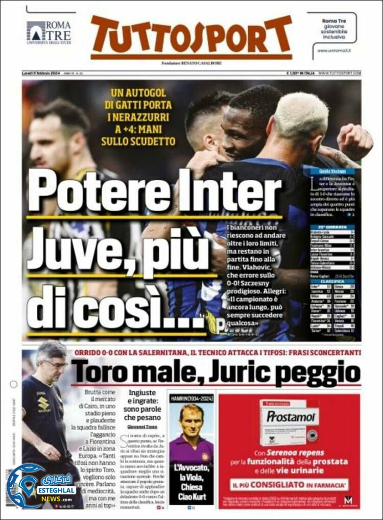 روزنامه ورزشی توتو اسپورت دوشنبه 16 بهمن 1402 