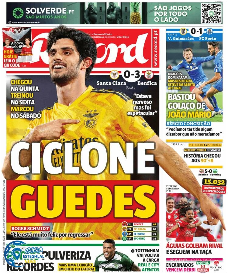 روزنامه ورزشی رکورد یکشنبه 2 بهمن 1401 