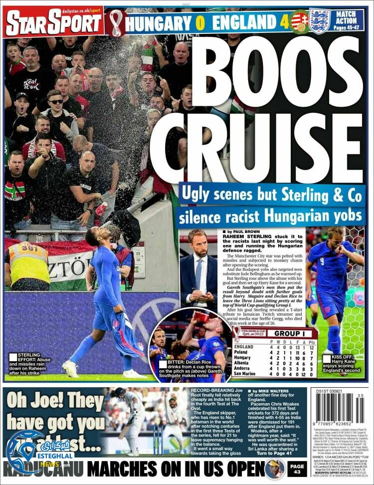 روزنامه ورزشی استار اسپورت جمعه 12 شهریور 1400