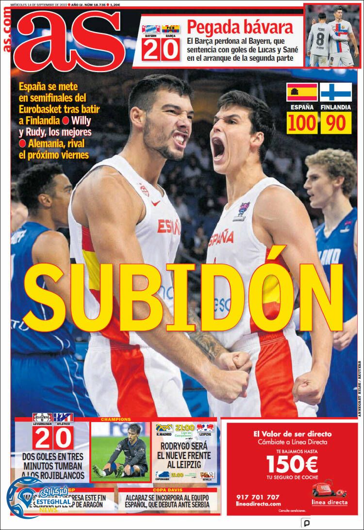 روزنامه ورزشی آ اس چهارشنبه 23 شهریور 1401