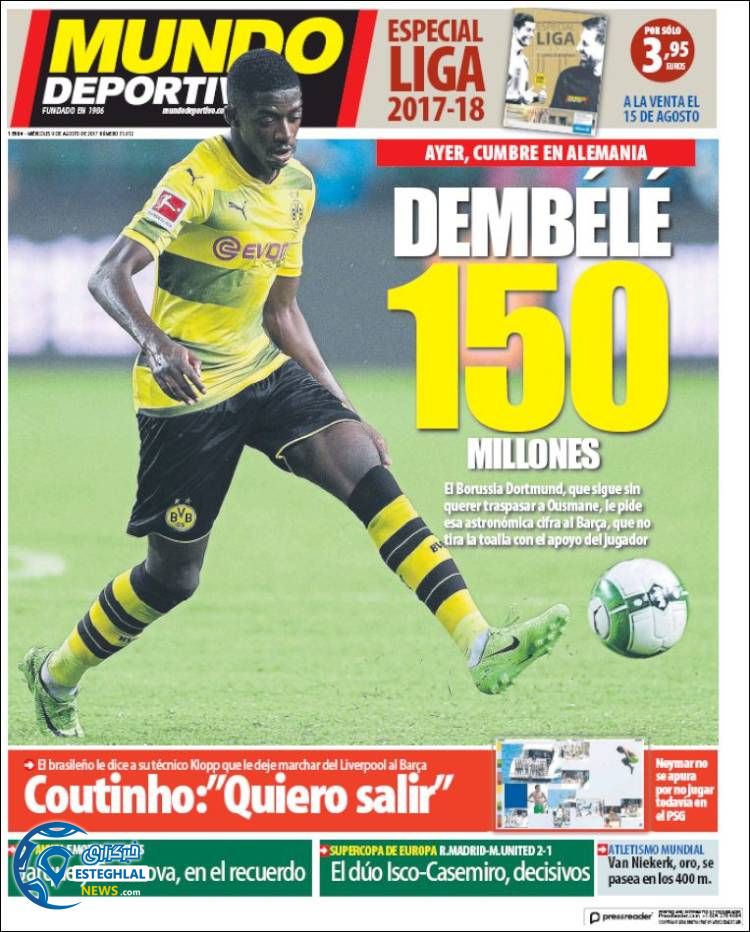 روزنامه موندو دیپورتیوو مرداد 1396