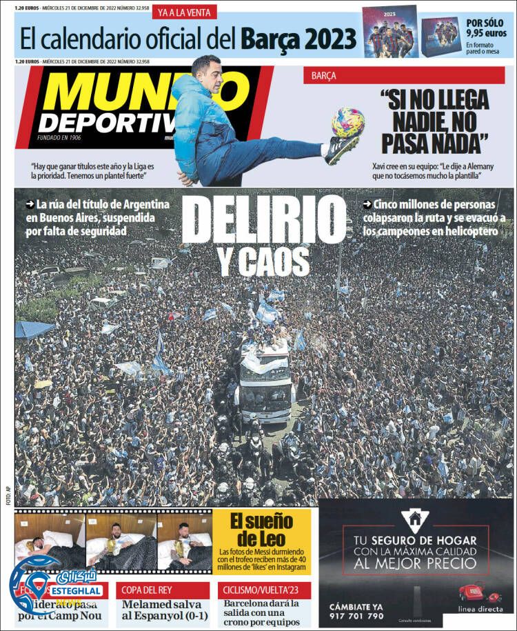 روزنامه ورزشی موندو دپورتیوو چهارشنبه 30 آذر 1401 